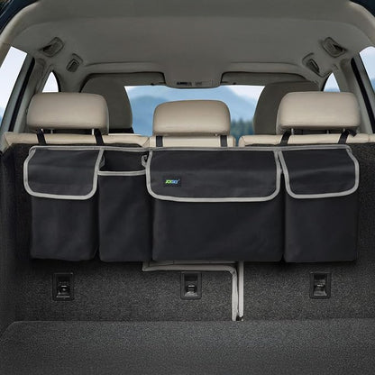 JOYSKY Hanging Trunk Organizer for SUV – Backseat Car Storage Bag, Large Collapsible Backseat Trunk Organizer with Adjustable Straps, Space Saving Car Organization Accessories for Truck MPV Van