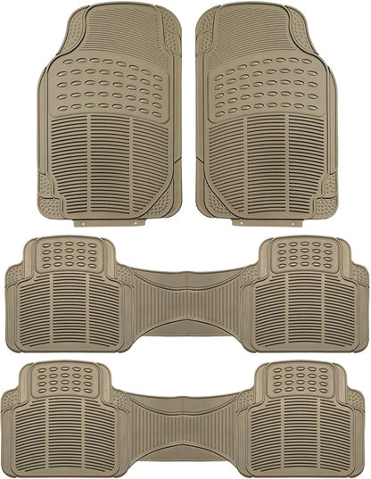 FH Group Car Floor Mats - Heavy-Duty Rubber for Cars, Universal Fit Rear Set, Trimmable, ClimaProof Floor Mats For Most Sedan, SUV, Truck, Beige
