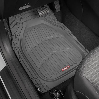 Motor Trend (2) Car Seat Covers for Front Seats with (2) Trimmable Car Floor Mats – Universal Fit Auto Accessories for Cars, Trucks, SUVs, Vans – Interior Protection and Vehicle Interior Shield Combo
