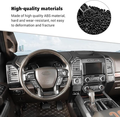 Voodonala for F-150 2015-2020 Center Console Interior Trim Cover Kits Compatible with Ford F150 2015-2020(Carbon Fiber Black,8Pcs/Set)