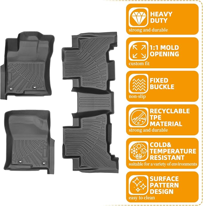 Floor Mats for Toyota 4Runner SR5 | Limited 2010 2011 2012(ONLY 5 Seats), Floor Mats for Lexus GX460 2010-2013, Front & Rear Row TPE Non-Slip Waterproof Summer Winter, 5th gen 4runner Floor Mat