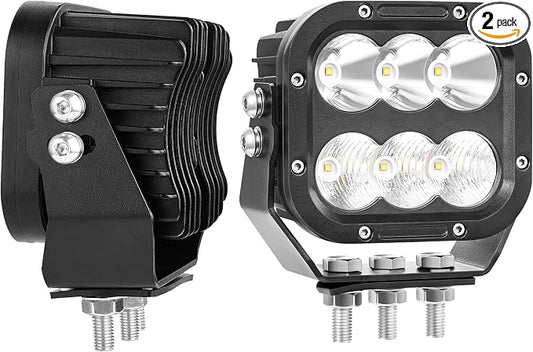 LED Off Road Lights, LED Driving Pod Lights 120W 10000lm IP68 Ultra Bright Square Combo Beam for Car Boat ATV UTV RV Golf Cart Pickup Tractor Work Lights 12V 24V, Pair