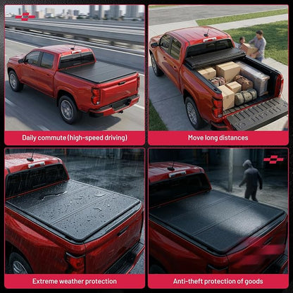 BDFHYK Hard Tri Fold Tonneau Cover Fits Toyota Tundra 2022-2026 5.5 ft/5.6 ft Bed, Waterproof Hard Folding Truck Bed Cover with Anti-Theft Lock, Easy Install Bed Cover for Camping and Work Trucks