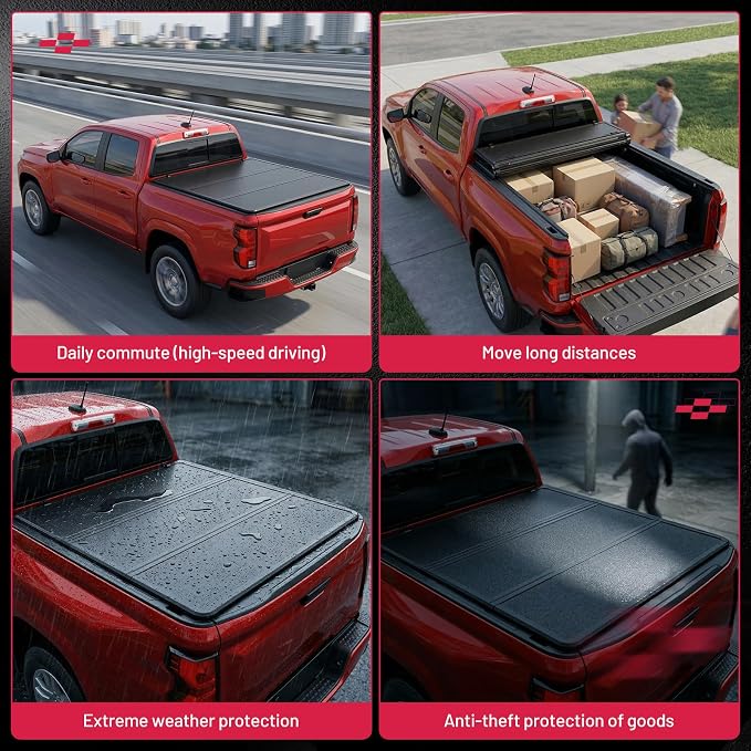 BDFHYK Hard Tri-Fold Tonneau Cover for Ford F-150 2004-2014 & Lincoln Mark LT 2006-2014 6.5 ft (78"-79") Styleside Bed, Waterproof Low Profile Truck Bed Cover with Anti-Theft Lock, Easy Install