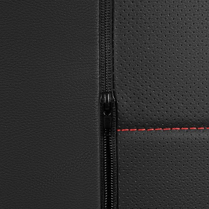 CAR PASS Leather Back Seat Cover,Piping Waterproof Bench Seat Cover, Rear Seat Cover Universal Fit for Cars Sedans SUVs Truck 95% Automotive Interior Backseat Car Covers (Rear,Black and Red)
