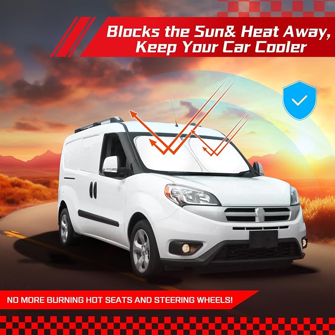 ARISMOTOR Windshield Sun Shade for Dodge RAM ProMaster 1500 2500 3500 2014-2026, Custom Fit Foldable Front Window Sunshade Sun Visor Protector, Block UV Rays Keep Your Car Cooler