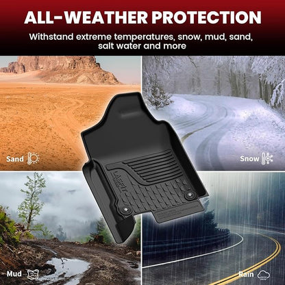 LASFIT Floor Mats for 2013-2018 Dodge Ram 1500 Quad Cab, 2019-2024 Dodge Ram 1500 Classic, Fit for Bucket Seat & Carpet Flooring, All Weather TPE Custom Fit Car Mats Floor Liners 1st & 2nd Row, Black