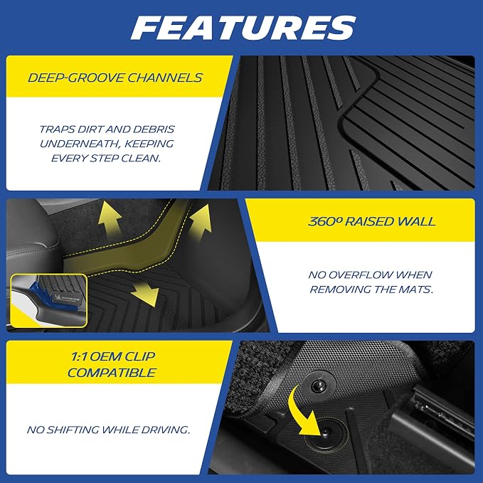 Michelin Vehicle Mat, All-Weather TPE Custom Fit Liner for Chevy Colorado/GMC Canyon Floor Mats 2015-2022(Crew Cab fit Carpet Floor), Premier