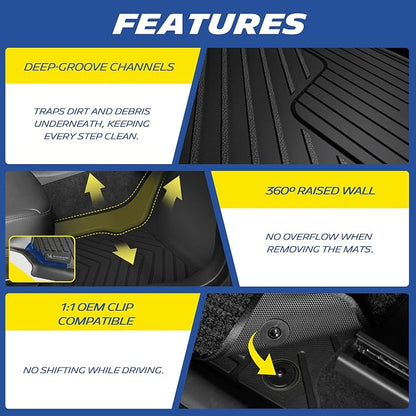 Michelin Vehicle Mat, All-Weather TPE Custom Fit Liner for Chevy Colorado/GMC Canyon Floor Mats 2015-2022(Crew Cab fit Carpet Floor), Premier