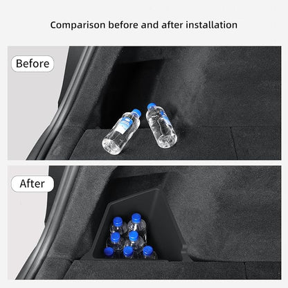 LUCKEASY Rear Trunk Storage Bins for Tesla Model Y Juniper 2025 2026 | Model Y Standard & Premium & Performance, Trunk Side Storage Box with Lids, Rear Cargo Garbage Bins, TPE, Accessories, Black