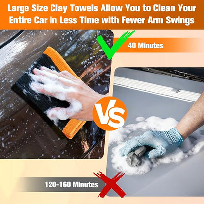 Clay Towel 12 x 12 Inch, Orange Clay Bar Towel for Auto Detailing Microfiber Car Cloth Cleaner Automotive for Car Detailing