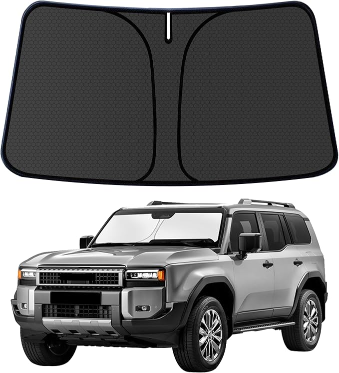 Land Cruiser Customized Windshield Sun Shade for 1998-2025 2026 Land Cruiser Front Window Sunshade Visor Protector Foldable Blocks UV Rays Keep Car Cooler Accessories