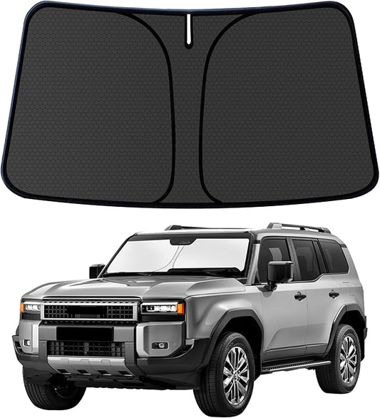 Land Cruiser Customized Windshield Sun Shade for 1998-2025 2026 Land Cruiser Front Window Sunshade Visor Protector Foldable Blocks UV Rays Keep Car Cooler Accessories