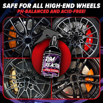 Rim Reactor Wheel Cleaner – Premium Formula Quickly Removes Brake Dust, Grime & Dirt - Tire Cleaner Spray Safe for Alloy, Aluminium, Chrome and Black Wheels - pH Neutral Rim Care – 16 fl. oz. (2-pack)