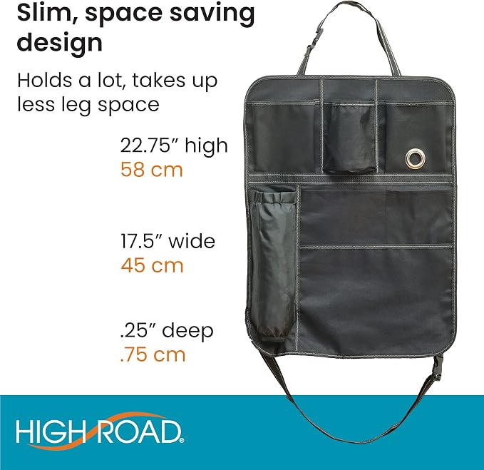 High Road BackPockets Seat Back Organizer - Back of Seat Organizer and Seat Protector with 7 Storage Pockets for Cars, SUVs, Work Trucks and Vans