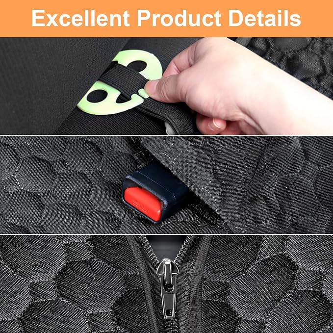 Mancro Dog Hammock for Car, 2026 Upgraded 600D Heavy Duty Waterproof & Scratch-Resistant Dog Car Seat Cover, Back Seat Pet Cover for Dogs with Sedan, Trucks and SUVs, Standard, Black All