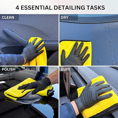The Pro Stuff® Car Detailing Microfiber Towels - 600 GSM Thick Plush Auto Towels | Super Soft Dual-Sided for Cleaning, Washing, Buffing | Tagless, Scratch-Free, Lint Free Cloth (16"x16") (3)