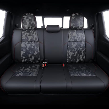 Carlimeki Leather Seat Covers Custom Fit for Tacoma Gen 4th (2024-2026) Double Cab, for SR, SR5, TRD PreRunner, TRD Sport, TRD Off-Road, Limited, Trailhunter - Armrest Covers Included - Fully Covered