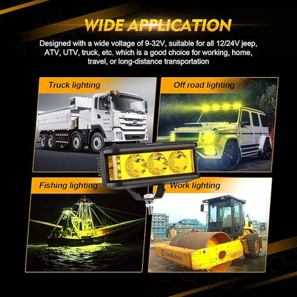 Auxbeam 5inch 68W Amber Fog Light Side Shooter LED Bar with Golden Yellow Spot Flood Combo Beam, Waterproof Offroad Fog Light for UTV ATV Jeep Wrangler Motor Truck Boat