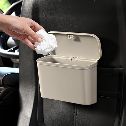 Car Trash Can, Waterproof Multi Functional Auto Trash Bin for Door/Console/Seat Back,Leak-Proof Trash Can for Car, Truck, SUV - Essential Car Accessories for Organization (beige2)