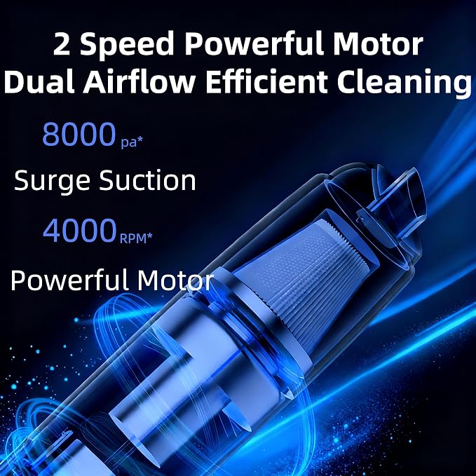 Handheld Vacuum Cordless, Car Vacuum Cleaner Portable with HEPA Filter, 2 Suction Modes, Mini Hand Held Vacuum Rechargeable for Car, Home, Pet Hair, Office, Keyboards(White)