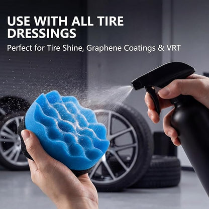 6 Pack Large Tire Shine Applicator Pad - Hex Grip Tire Applicator Sponge,Reusable Foam Sponge Tool for Car,Ideal for Applying Tire Shine & Tire Cleaner After Car Wash,Car Cleaning (Blue, 6 Pack)