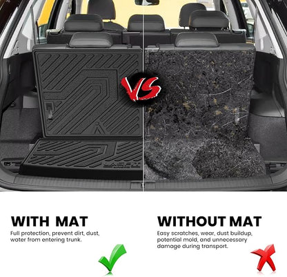 LASFIT Cargo Mat & Seatback Mat for Volkswagen Tiguan 2018-2024(Fit 7 Seats), Custom Fit All-Weather TPE Rubber Backrest & Trunk Mats for VW Tiguan Accessories, Waterproof, Easy to Clean, Black