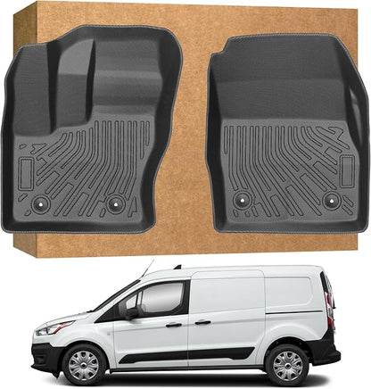 Floor Mats for Ford Transit Connect 2014-2021, TPE Waterproof Non-Slip All Weather Protection Custom, Front Row Floor Liners Set, Black