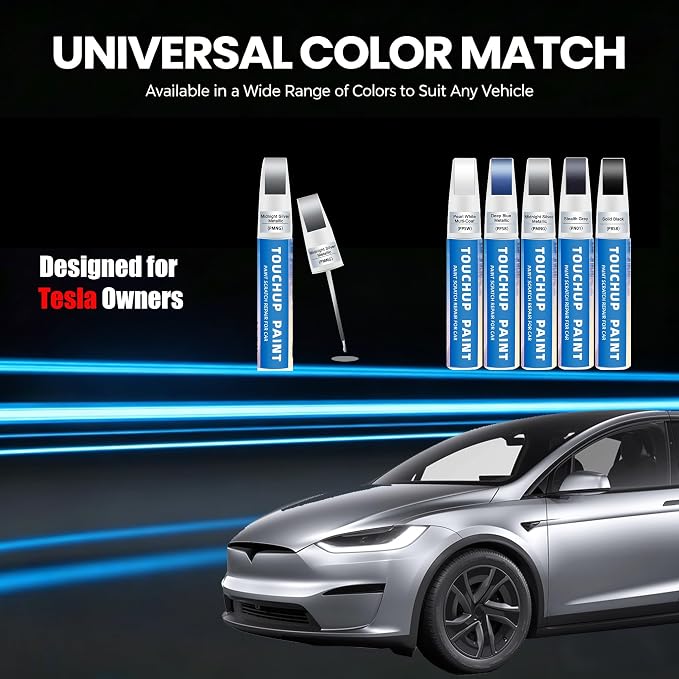 Midnight Silver Metallic(PMNG) Touch Up Paint Compatible with Tesla 2-in-1 Car Scratch Repair Pen for Rock Chips, Door Scratches&Paint Nicks Exact Color Match Quick Dry DIY Fix for Model Y/3/X/S