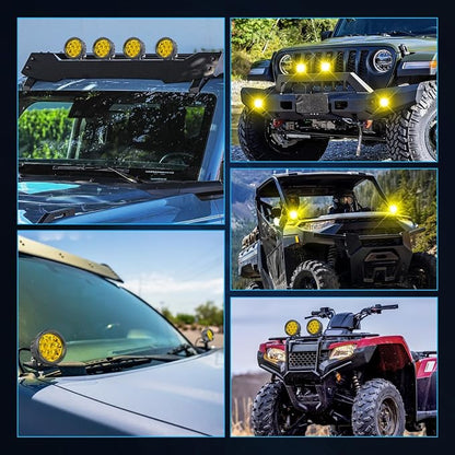 Amber LED Pod Lights, ACEC SHOP 2PCS 42W 3.5 Inch Round Fog Lights Spot Beam Driving Light Yellow Offroad Lighting Ditch Light Amber LED Pods for Truck Pickup SUV UTV ATV Boat Motorcycle