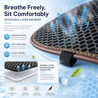 Summer 3D Air Big Mesh Car Seat Cushion Pad,Universal Fit Cooling Breathable and Vent Mesh Car Seat Cushions Cover for Truck SUV Pikup Sedan Accessories 1PCS (Black)