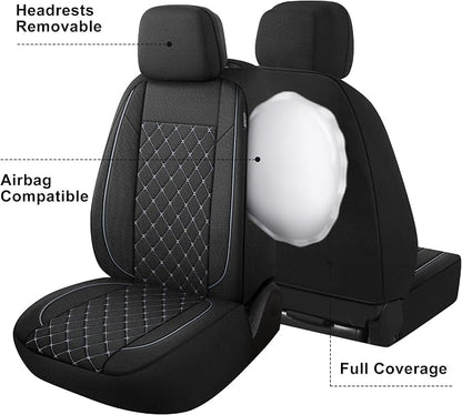 YGL Breathble Car Seat Covers Front Set,Washable Seat Covers for Cars,Premium Cloth Car Seat Protectors,Interior Covers for Cars,Sedan Van Truck SUV(Black/Gray)