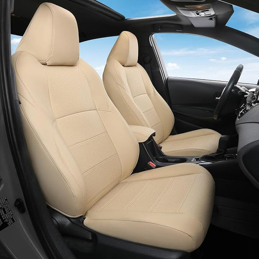 FREESOO RAV4 Seat Covers Full Set Custom Fit for Toyota Rav4 2021-2024 Prime SE,XSE & 2019-2025 Hybrid/PHEV SE,XSE Faux Leather Car Seat Cover, Airbag Compatible, Beige