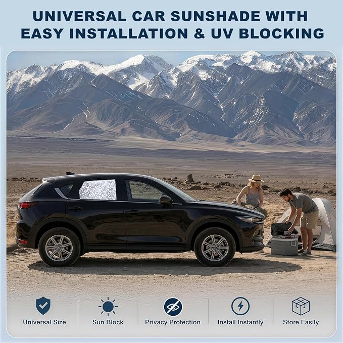 ZATOOTO Rear Side Window Sun Shade - 2 Pack Car Window Covers 99% UV Light Block Car Curtains Magnetic Side Window Sun Shade Keeps Cooler for Breastfeeding, Taking a nap, Changing Clothes, Camping