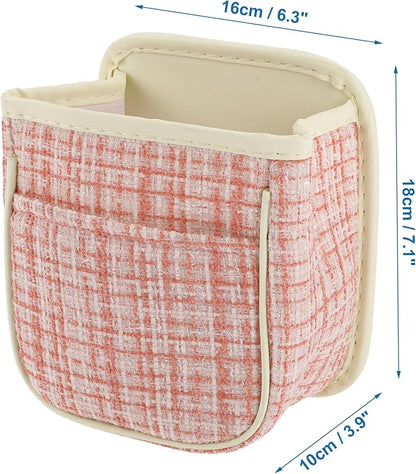 Car Trash Can Portable and Hanging 6.3" Length 3.9" Width 7.1" Height Trash Bin Fabric Pink 1 Pcs