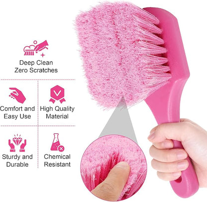 Pink Tire Brush for Women – 8.2" Soft Flagged-Tip Tire Cleaning Brush, Gentle on Wheels & Rims, Cars, Trucks & Motorcycles