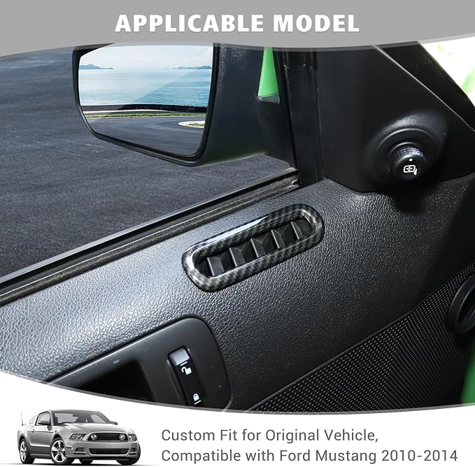 Jimen Compatible with Ford Mustang 2010-2014, Car Interior Door Side AC Vent Outlet Cover Trim (Carbon Fiber)
