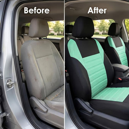 FH Group Automotive Car Seat Covers Front Set Premium 3D Air Mesh Front Seat Covers, Airbag Compatible Universal Fit Interior Accessories for Cars Trucks and SUVs - Mint