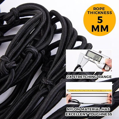 Breling 4 in 1 Cargo Net for Pickup Truck Bed 4'x6' Stretches to 8'x12' with Black Waterproof Pickup Truck Bed Tarp 5'x7' Heavy Duty Cargo Net Cover and Tie Down System 12 Clips 1 Bag for SUV Trailer