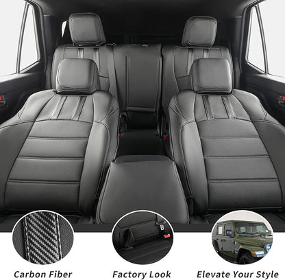 coverdream Tacoma Seat Covers Full Set for 2016-2023 Toyota Tacoma Double/Crew Cab SR,SR5,TRD Off Road,TRD Pro,TRD Sport,Limited Pickup,Waterproof Leather Car Seat Protector(Black & Carbon Fiber)