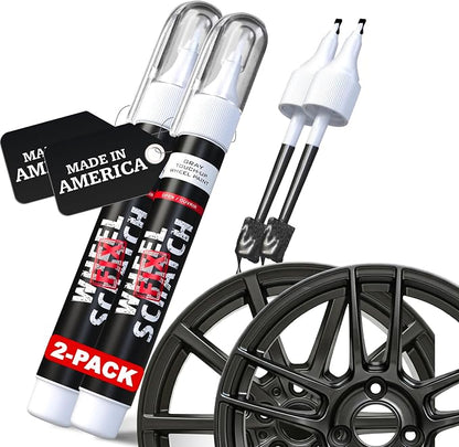 Wheel Scratch Fix® Gray Touch Up Paint for Cars - DIY Alloy Wheel Paint Repair, Curb Rash Remover with Fast-Drying Pen - Long-Lasting OEM Finish Car Rim Paint for Scuffs and Chips at Home, 2-Pack (GRAY PACK (ANTHRACITE & SATIN DARK GREY))