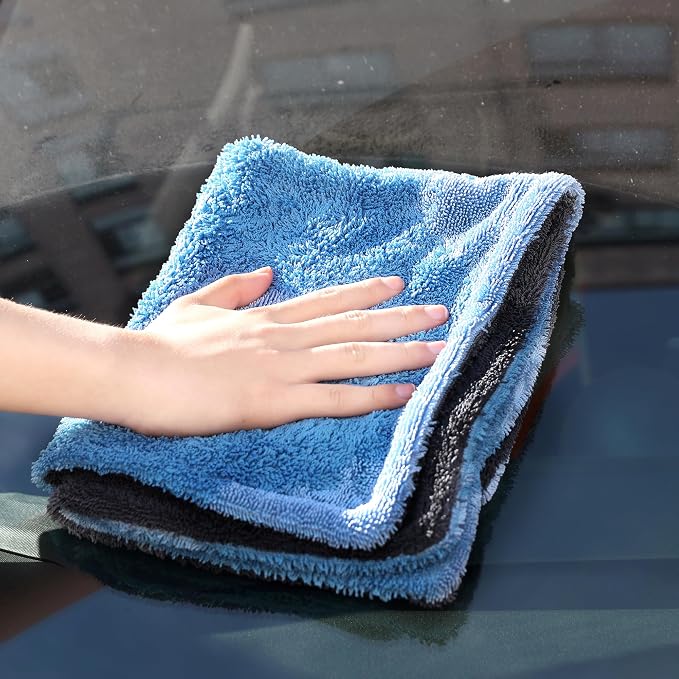 LIVOS Extra Large Car Drying Towel, 25" x 36" 1000GSM Microfiber Towels for Cars, Ultra-Absorbent Scratch-Free, No Streak, Professional Quick Dry Car Detailing Towel, Blue&Grey