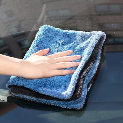 LIVOS Extra Large Car Drying Towel, 25" x 36" 1000GSM Microfiber Towels for Cars, Ultra-Absorbent Scratch-Free, No Streak, Professional Quick Dry Car Detailing Towel, Blue&Grey