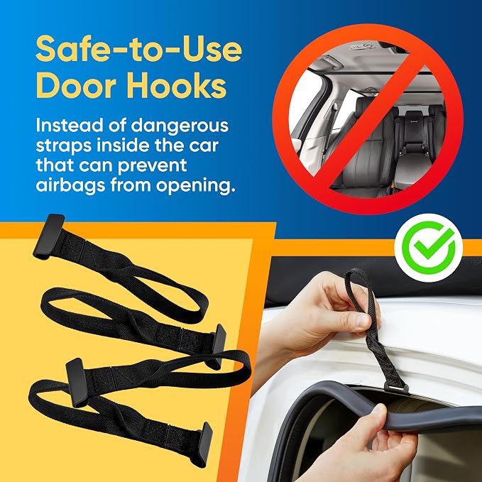 Waterproof Car Roof Bag - Car Rooftop Cargo Carrier Bag – 15 Cubic Ft Roof Rack Cargo Carrier, Includes Anti-Slip Mat, 4 Door Hooks, Reinforced Zipper/Buckle, with or Without Rack