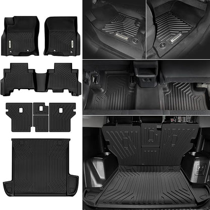 OEDRO Floor Mats Cargo Liner Fit for 2013-2024 Toyota 4Runner 5-Seater, Custom Fit TPE All Weather Floor Liners Trunk Mat with Backrest Mat for 4Runner Accessories, Car Mat Full Set, Black