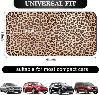 Windshield Sun Shade Foldable Car Front Window Covers for Car Accessories Sun Heat UV Rays Visor Protector Protection for Universal Cars SUV Truck(Nice Leopard)