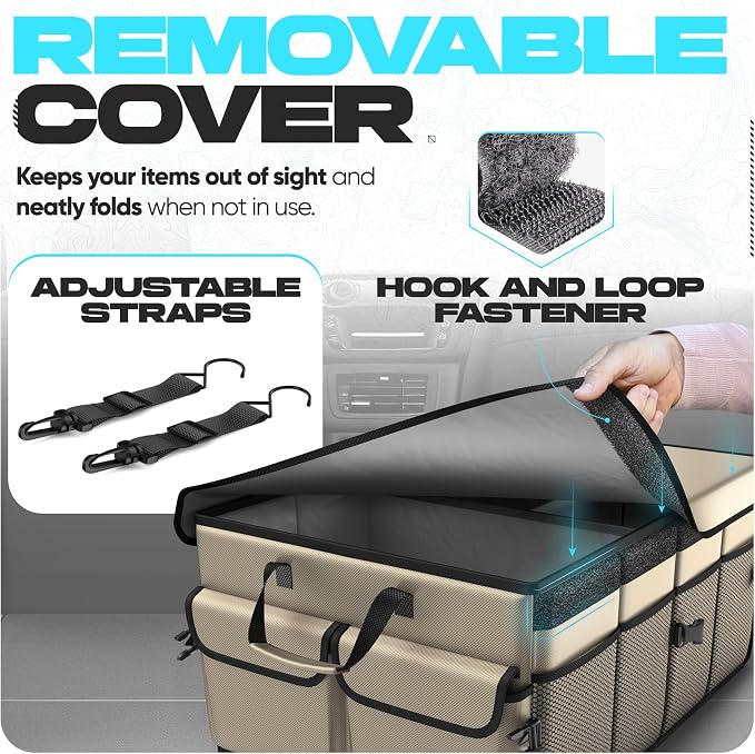 FORTEM Trunk Organizer For SUV Car Trunk Organizer, Foldable Storage, Car Accessories for Women Men, Collapsible Bag, 600D Oxford, Non Slip Bottom, Straps, Soft Cover (50L)
