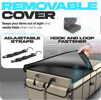 FORTEM Trunk Organizer For SUV Car Trunk Organizer, Foldable Storage, Car Accessories for Women Men, Collapsible Bag, 600D Oxford, Non Slip Bottom, Straps, Soft Cover (50L)