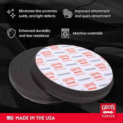 Griot's Garage 5.5" Black Foam Finishing Pads for Car Polishing and Detailing, Buffing Pads for Paint Correction and Sealant Application, 10518, Set of 2
