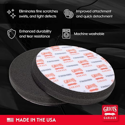 Griot's Garage 5.5" Black Foam Finishing Pads for Car Polishing and Detailing, Buffing Pads for Paint Correction and Sealant Application, 10518, Set of 2